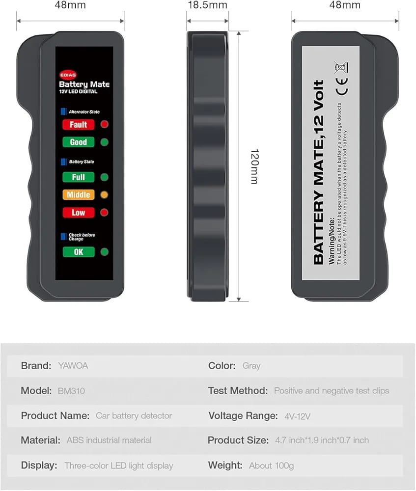 Probador digital de batería y alternador de coche de 12 V - Imagen 2